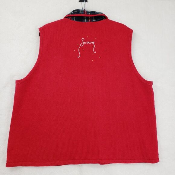 Vintage Designers Originals Studio Sweater Vest Women red 3X Snowman Christmas - Picture 3 of 9